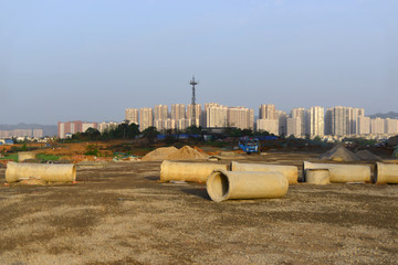 城市道路建设工地 水泥涵管