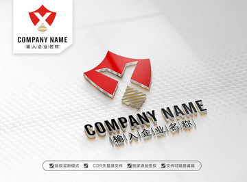 盾牌X字母LOGO设计 X标志