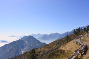 西岭雪山日月坪 观景平台 栈道