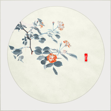 小品畫 春花 合層