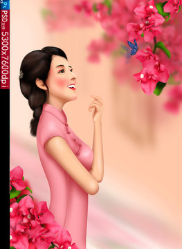 古韻旗袍插畫(huà)