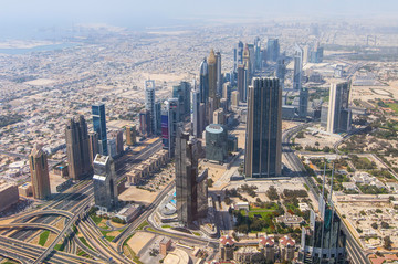迪拜最高建筑哈利法塔的鸟瞰图