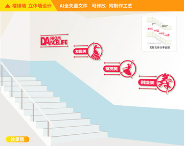 舞蹈樓道校園文化墻