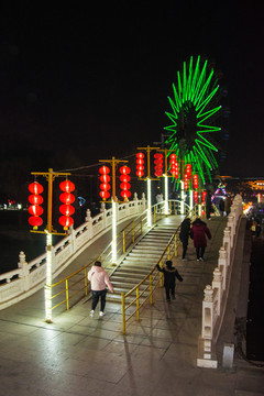 鞍山玉佛寺石桥摩天轮夜景