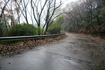 雨天山边公路弯道