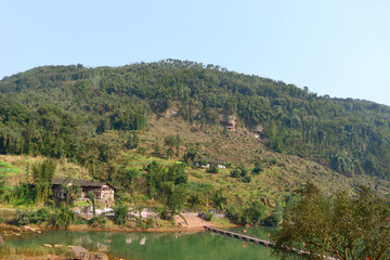 大同河 浮桥 乡村河流