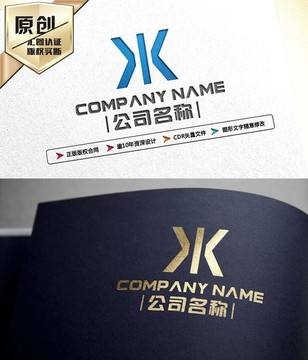 蓝色创意 LOGO K字母标志