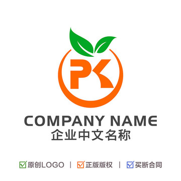 字母PK組合 水果LOGO