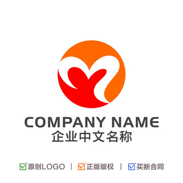 字母M 爱心LOGO