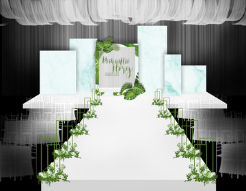 绿白色小清新婚礼