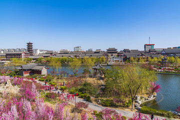 青州宋城风景春天南阳河景区