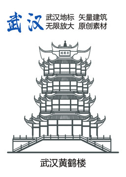 武漢地標 武漢黃鶴樓 武漢素材
