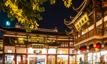 上海城隍庙古建筑夜景 老街景