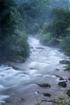 山谷小河流水雾 8486