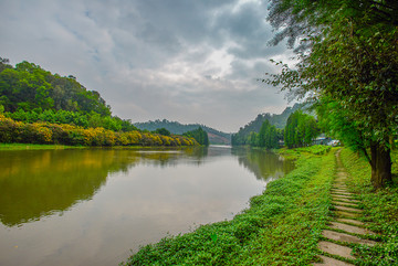 乡间绿色河岸