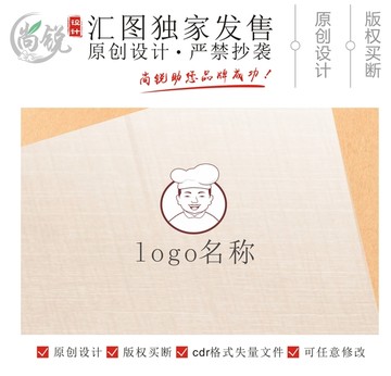 简笔人物中式厨师LOGO