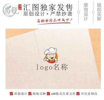 餐飲廚師老神廚卡通logo
