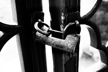 古典铜锁 黑白