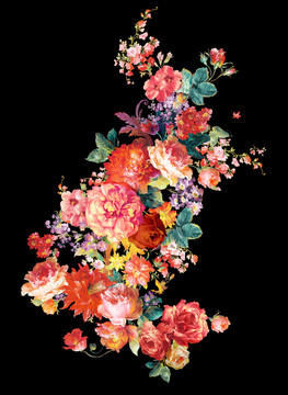 油畫 花卉 高清 分層