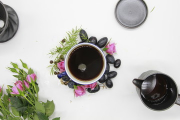 咖啡和花背景
