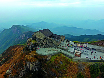 航拍南岳衡山祝融殿