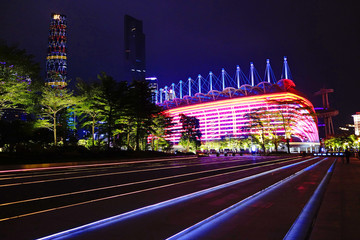 广州海心沙亚运会场馆建筑夜景