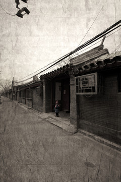 胡同黑白照片 老北京