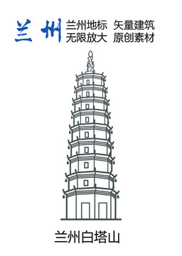 蘭州地標(biāo) 蘭州白塔山 蘭州素材
