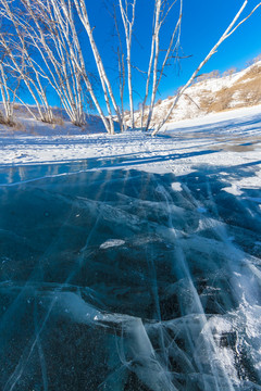 乌兰布统坝上草原冬季冰雪风光