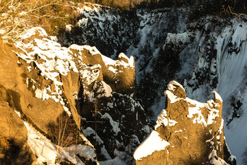 长白山火山岩石冬季冰雪风光