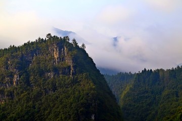 群峰 蓝天 云雾