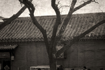 北京胡同 胡同黑白照片 老北京