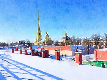 水彩画 圣彼得堡