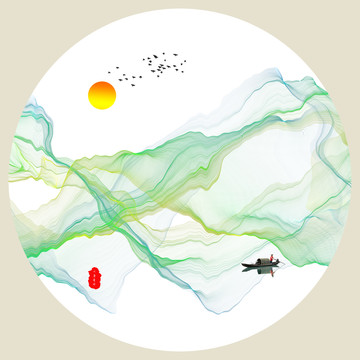 水墨 古風(fēng)意境山水畫