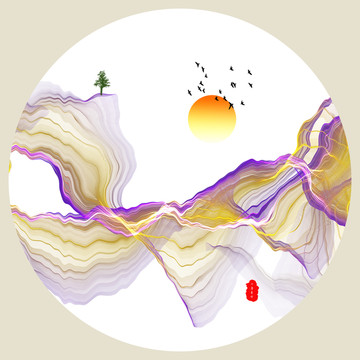 水墨 山水風(fēng)光裝飾畫