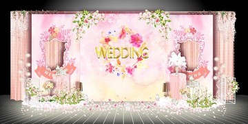 粉紅色水粉清新婚禮留影區(qū)設(shè)計(jì)