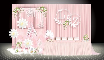 粉紅色浪漫婚禮主題簽到區(qū)設(shè)計(jì)