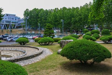 韩国首尔城市街头建筑园林景观