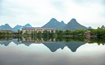 桂林山水 倒影 校园 学校