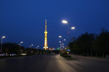 大庆 电视台 夜景 灯光