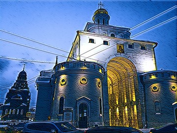 外國建筑街景插畫