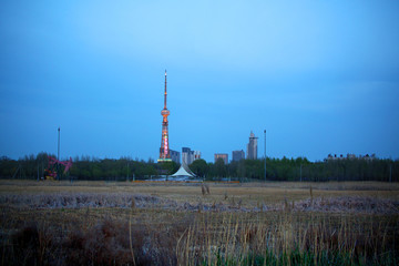 大庆 油田 电视台 夜景 电视