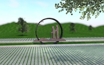 雕塑 小品 關(guān)愛老人 鐵雕