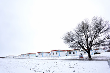 青海藏族民居雪景