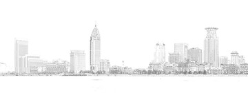 上海外灘老建筑線描