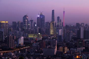 广州白云山俯瞰城市风光夜景