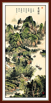 國(guó)畫山水長(zhǎng)屏