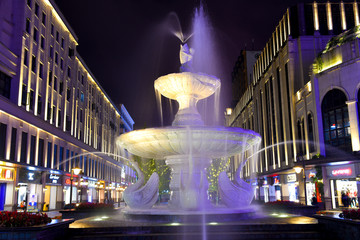 夜景图片 街景喷泉 雕塑 常德