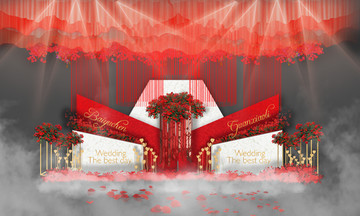 大理石婚禮 紅白色婚禮 婚禮