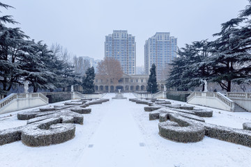 公园雪景